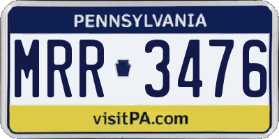 PA license plate MRR3476