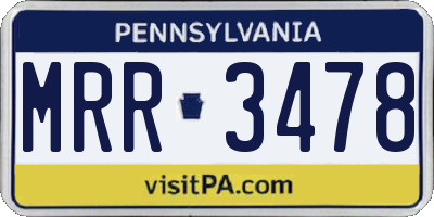 PA license plate MRR3478