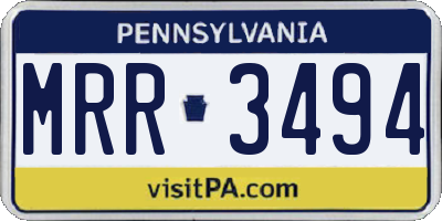 PA license plate MRR3494