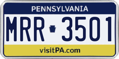 PA license plate MRR3501