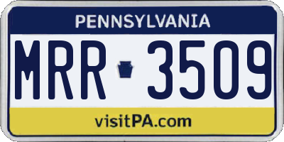 PA license plate MRR3509