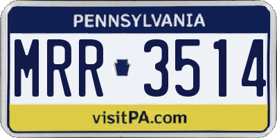 PA license plate MRR3514