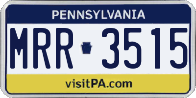 PA license plate MRR3515