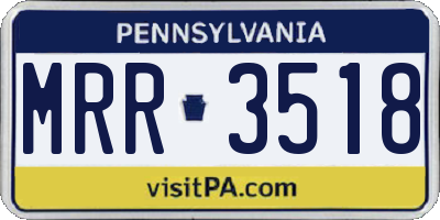 PA license plate MRR3518