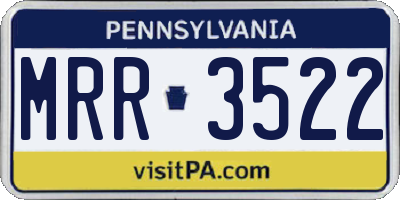 PA license plate MRR3522