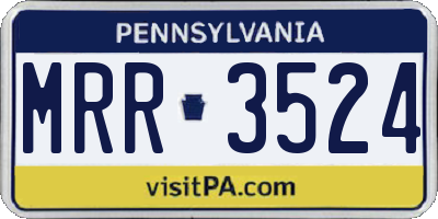 PA license plate MRR3524