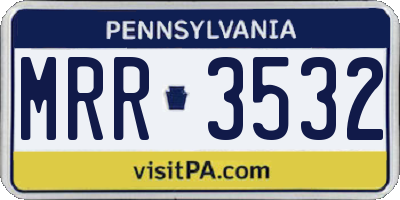 PA license plate MRR3532