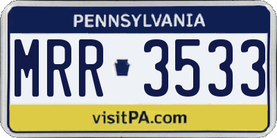 PA license plate MRR3533