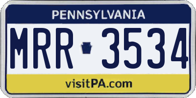 PA license plate MRR3534