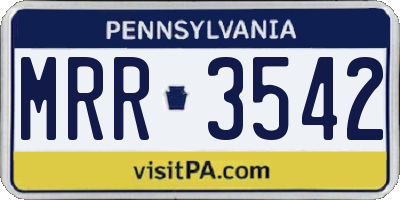 PA license plate MRR3542