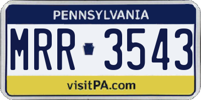 PA license plate MRR3543