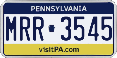 PA license plate MRR3545
