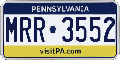 PA license plate MRR3552