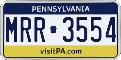 PA license plate MRR3554
