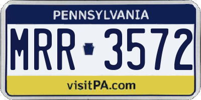 PA license plate MRR3572