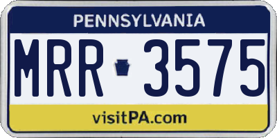 PA license plate MRR3575