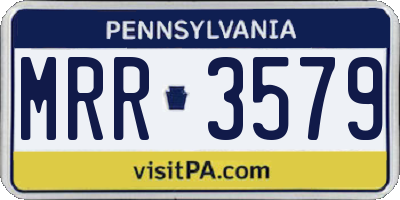 PA license plate MRR3579