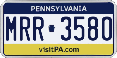 PA license plate MRR3580