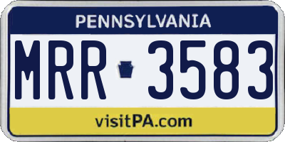 PA license plate MRR3583