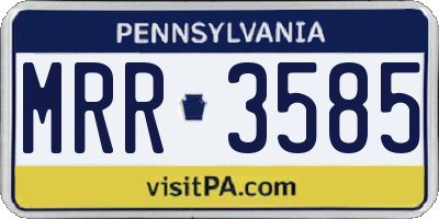 PA license plate MRR3585