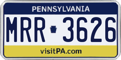 PA license plate MRR3626