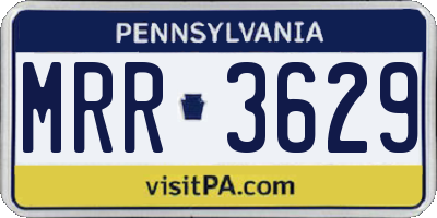 PA license plate MRR3629