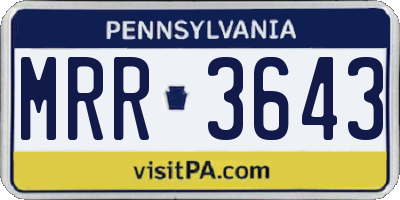 PA license plate MRR3643