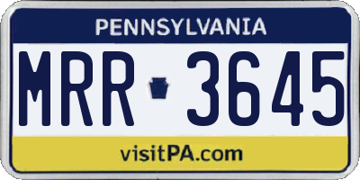 PA license plate MRR3645