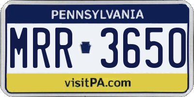 PA license plate MRR3650
