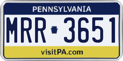 PA license plate MRR3651