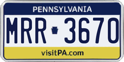 PA license plate MRR3670