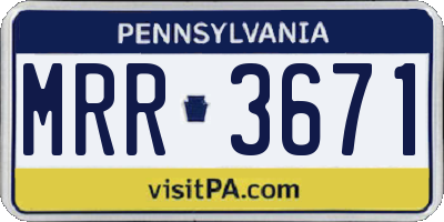PA license plate MRR3671