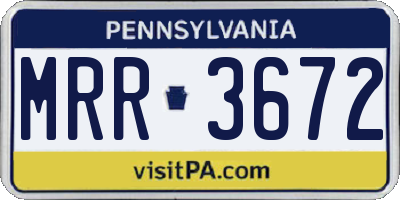 PA license plate MRR3672