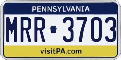 PA license plate MRR3703