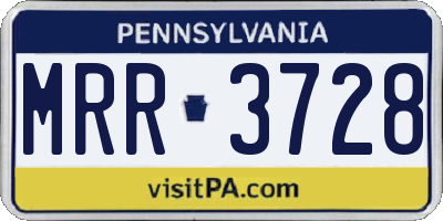 PA license plate MRR3728