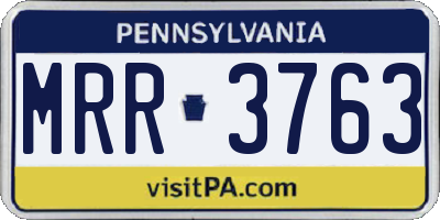 PA license plate MRR3763