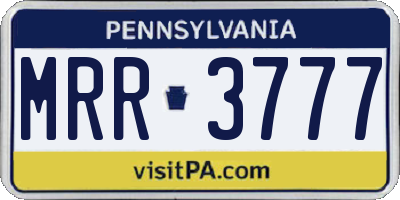PA license plate MRR3777