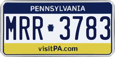 PA license plate MRR3783