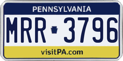 PA license plate MRR3796