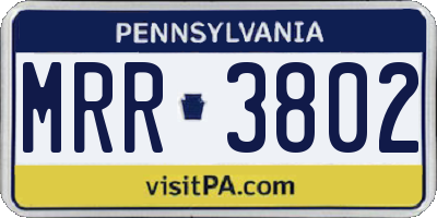PA license plate MRR3802