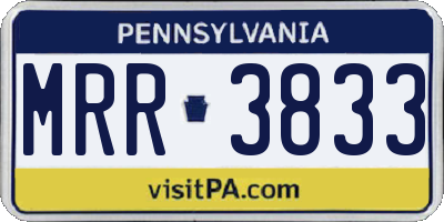 PA license plate MRR3833