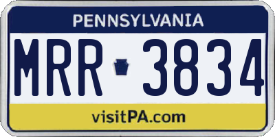 PA license plate MRR3834