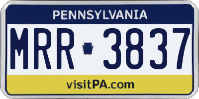 PA license plate MRR3837