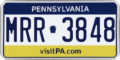 PA license plate MRR3848