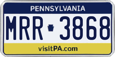PA license plate MRR3868