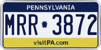 PA license plate MRR3872