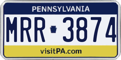 PA license plate MRR3874