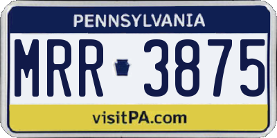 PA license plate MRR3875