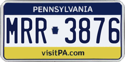 PA license plate MRR3876
