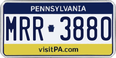PA license plate MRR3880
